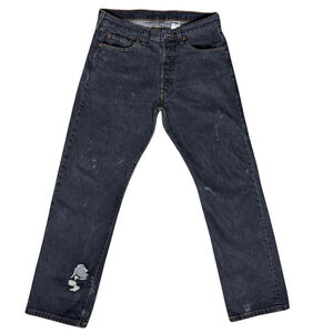 Levi's 501 XX‎ Mens Jeans 34x32 Button Fly Straight Leg Black Distressed Grunge